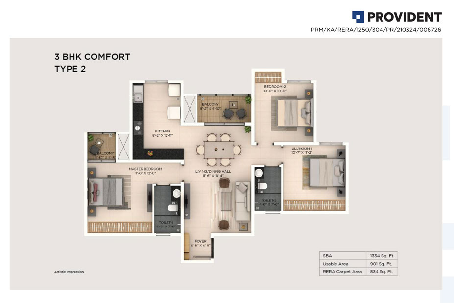 1 BHK Floor Plan